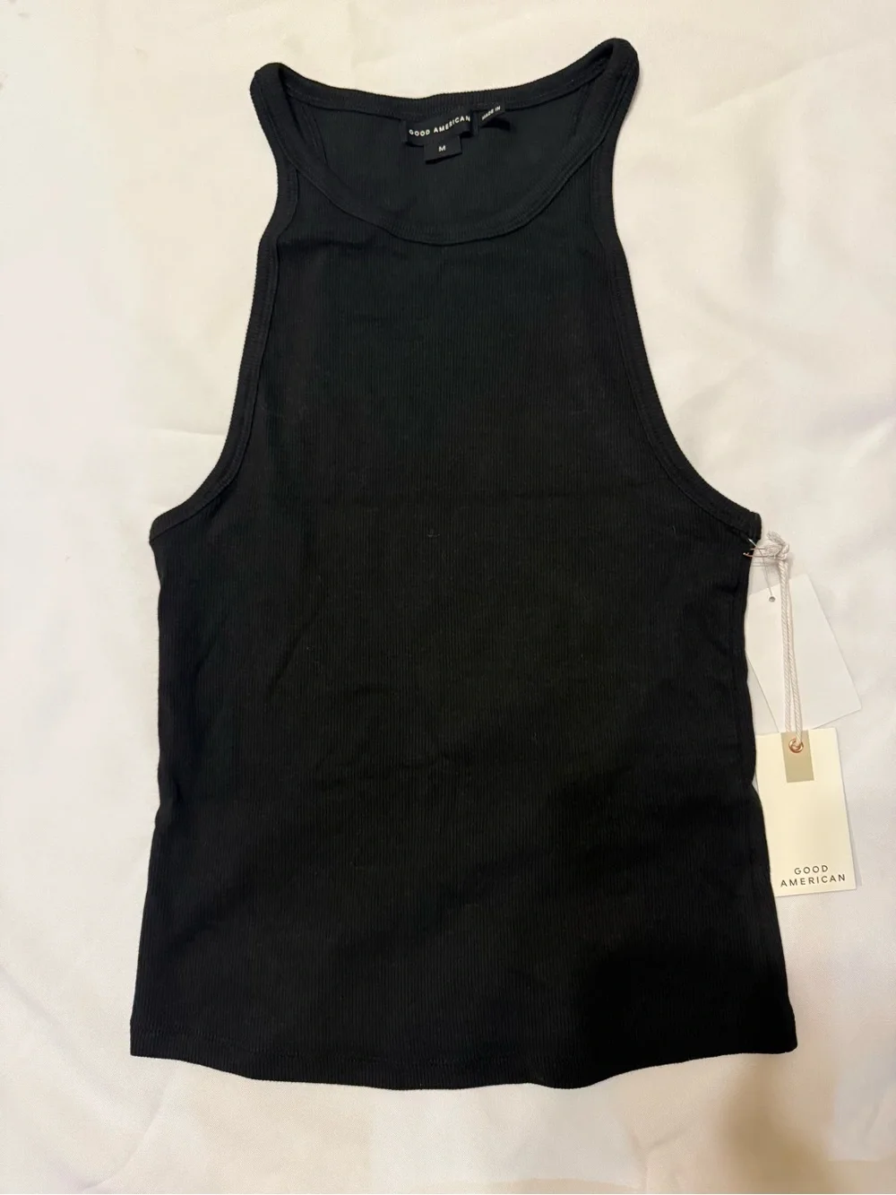 Good American Black Ribbed Racerback Tank - Picture 1 of 4